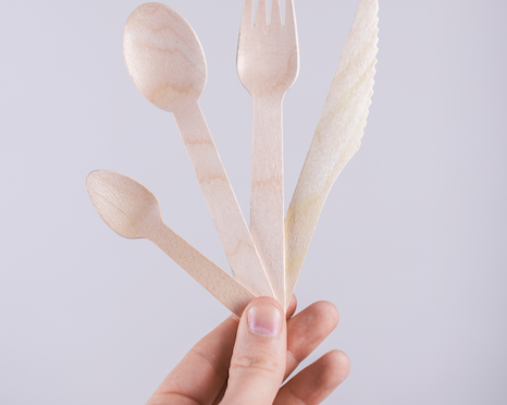 VT-FK6 Vegware™ compostable Birchwood 6-in wooden forks